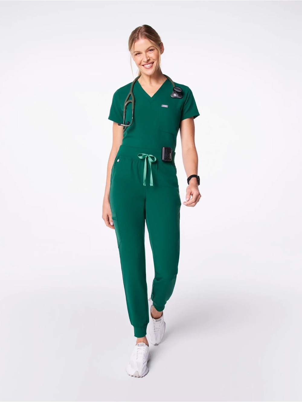 FIGS Hunter Green Catarina Top- XS and Hunter Green Zamora - Jogger Pant - XSP
